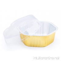 KEISEN Hexagonal 5 400ml 14oz Disposable Aluminum Foil Cups for Muffin Cupcake Baking Bake Utility Ramekin Cup Gold with Lids (50) - B0768VGJHP